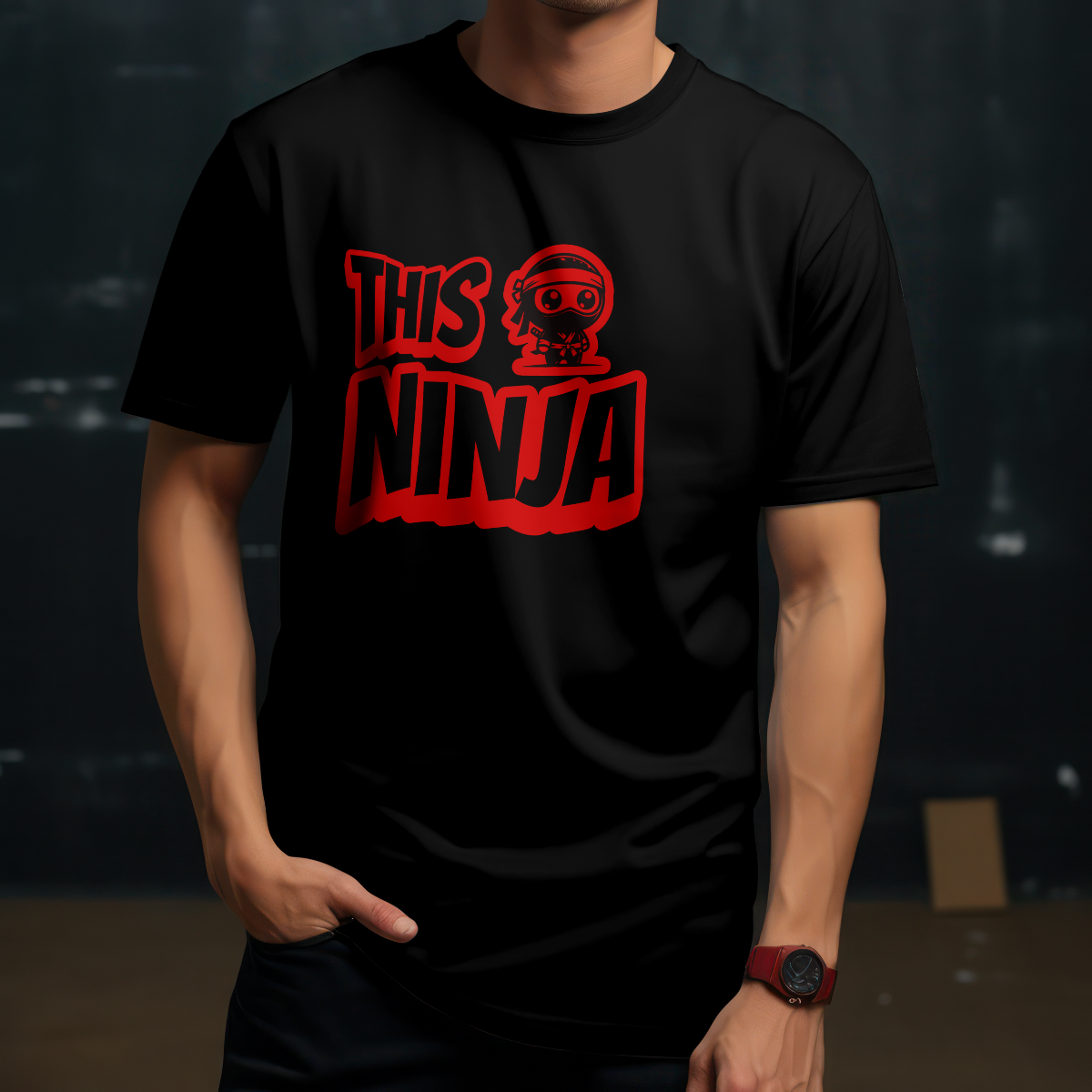 Urban Graphic T-Shirt – “This Ninja” Design | Bold Streetwear Tee | Black & Red Statement Shirt