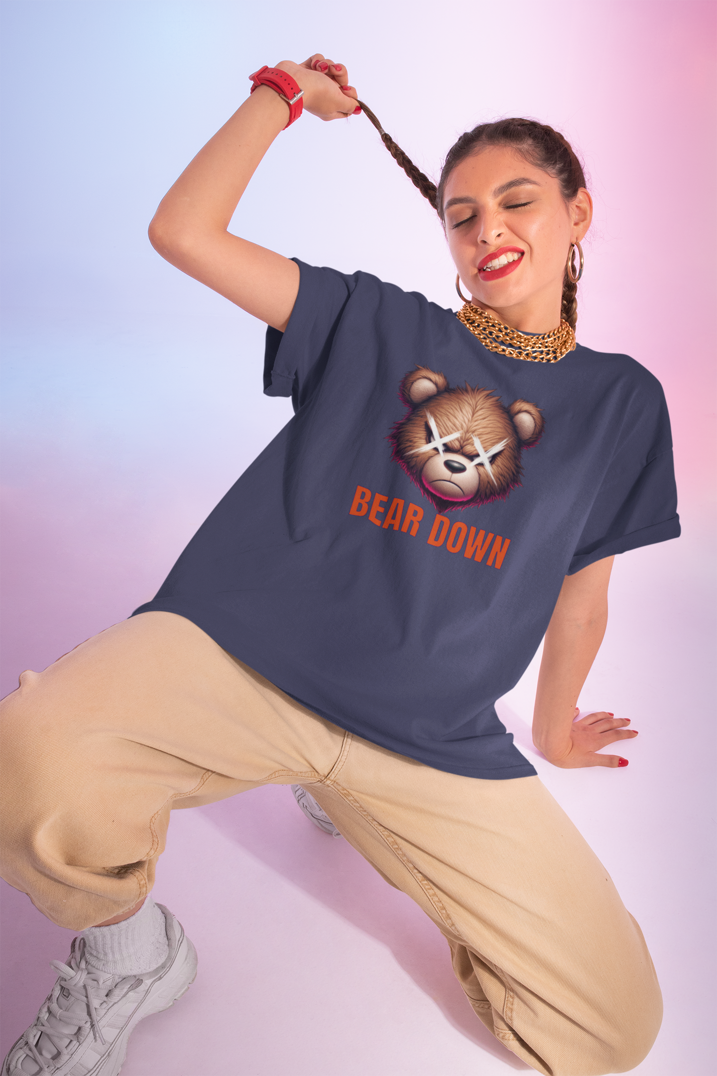 Bear Down Custom Orange T-Shirt – Bold Bear Graphic | Chicago Football Fan Gear