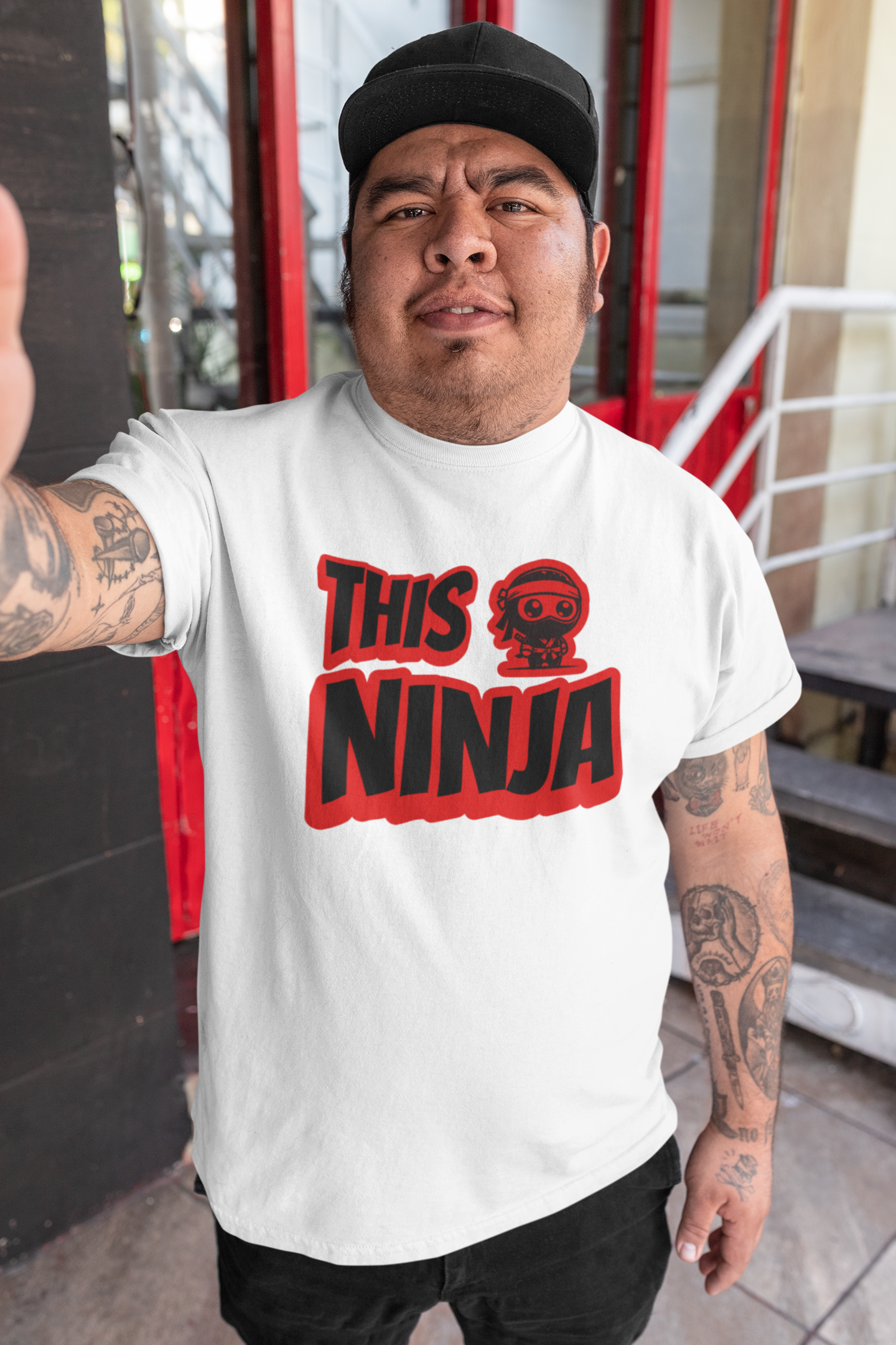 Urban Graphic T-Shirt – “This Ninja” Design | Bold Streetwear Tee | Black & Red Statement Shirt