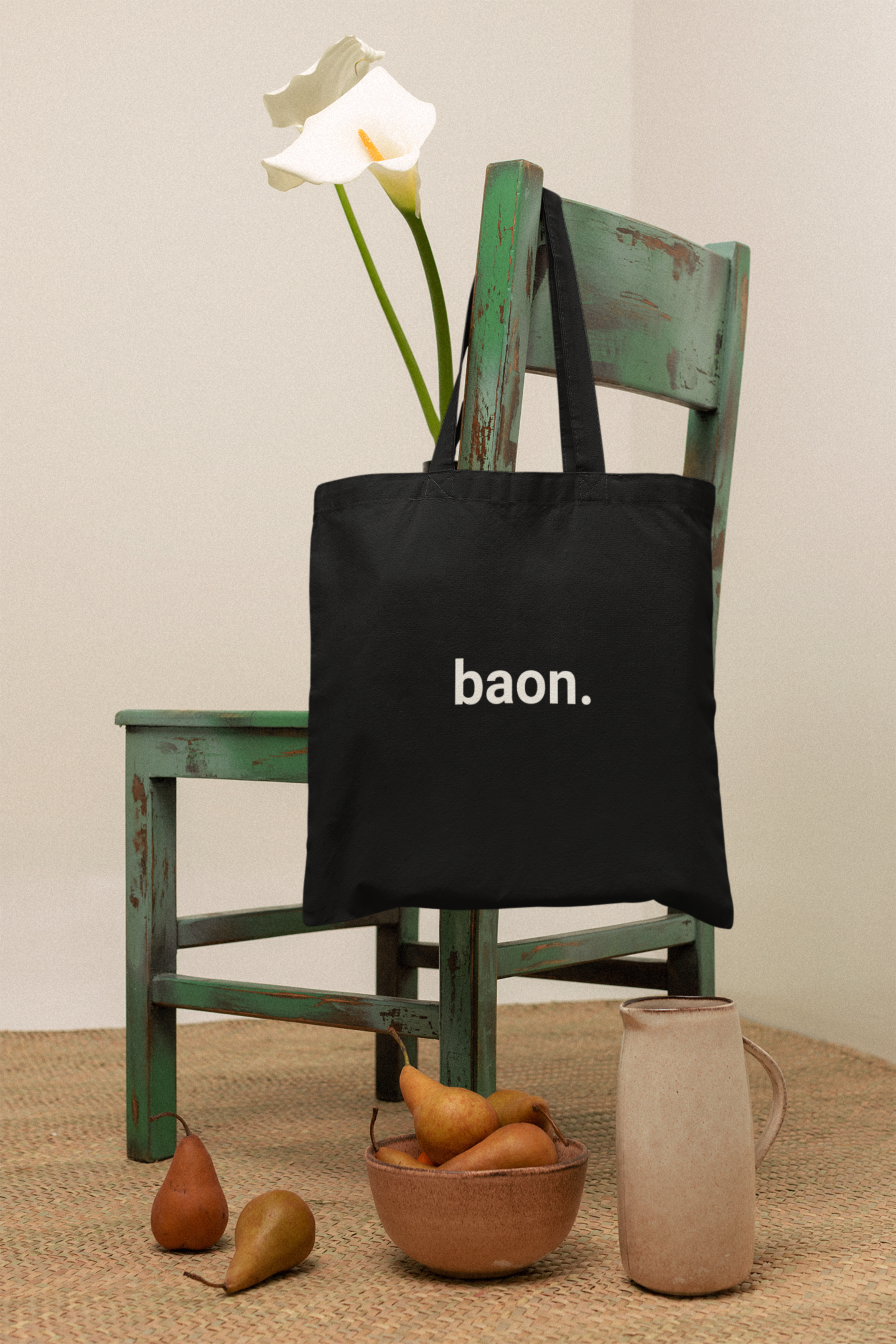 Canvas Tote Bag – “baon.” Design | Eco-Friendly Reusable Tote for Meals & Snacks | Filipino-Inspired